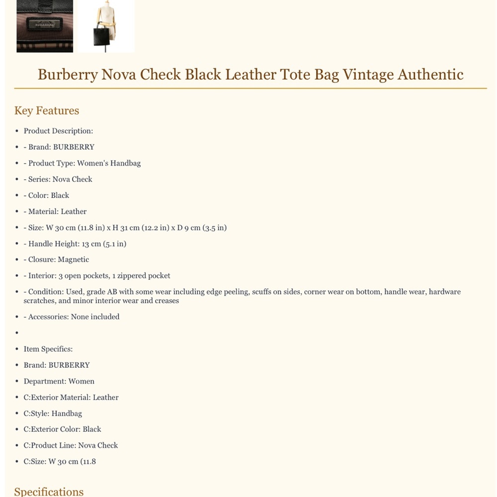 Burberry Black Textured Handbag - Picture 11 of 11